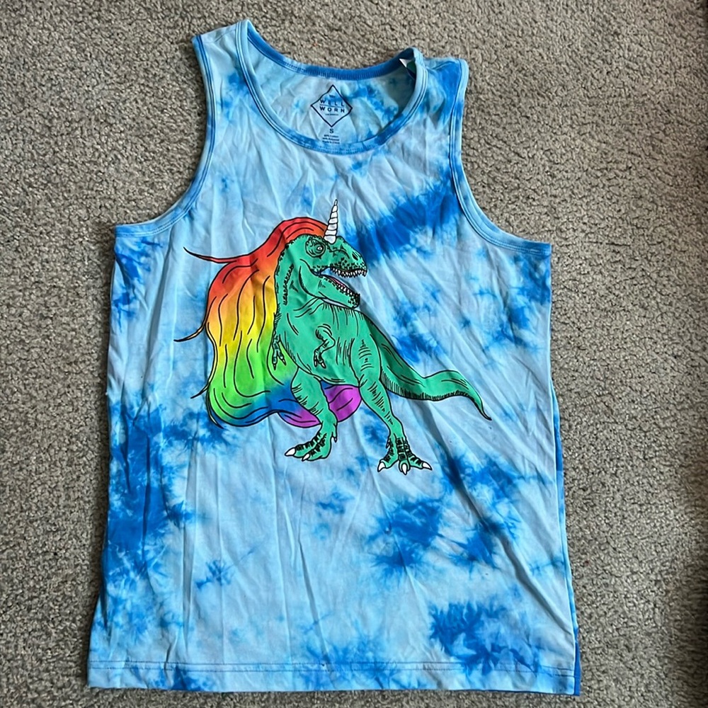 Unicorn trex tie dye tank